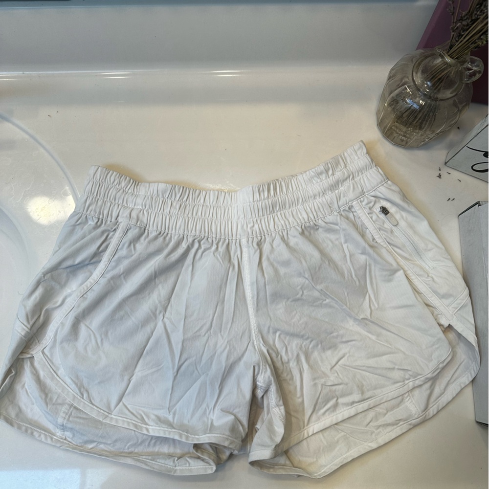 White lululemon sped up shorts